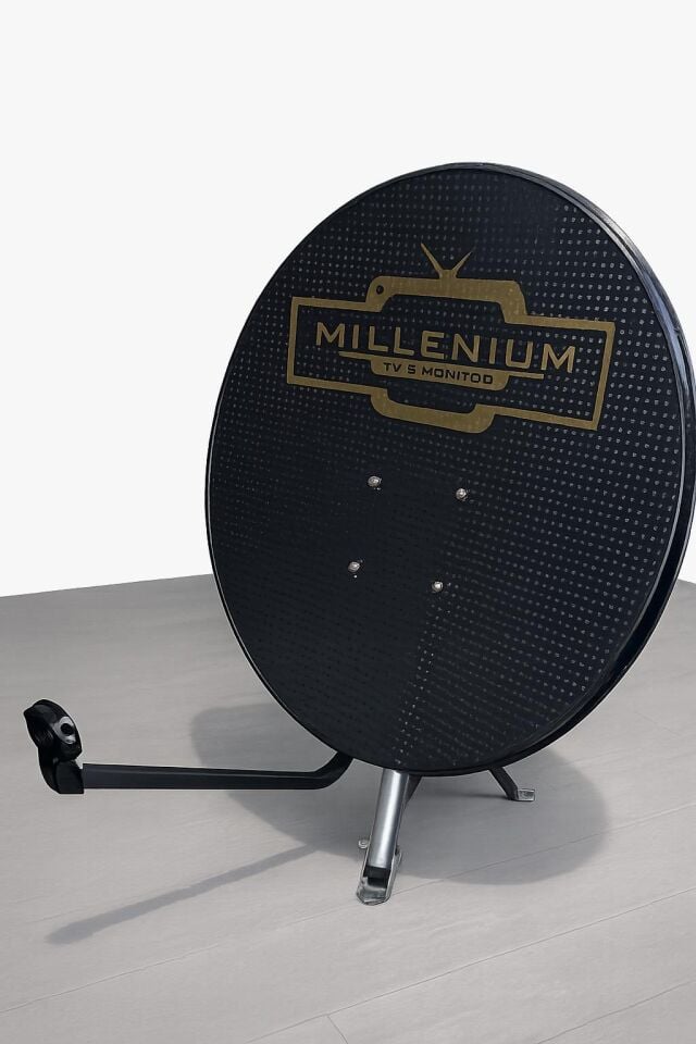Millenium Siyah 85 cm Delikli 0.60mm Rüzgara Dayanıklı Çanak Anten Takımı
