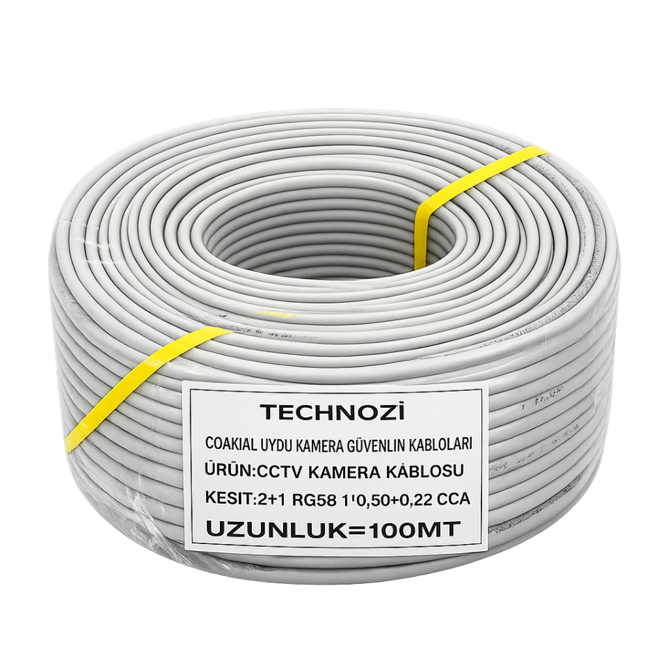 Technozi 2+1 0,50 mm Cctv Kablo 100 Metre