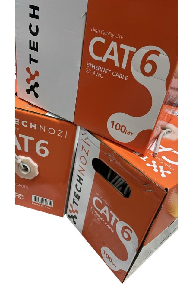 Technozi Cat6 305 Metre Ethernet Kablosu LAN Patch İnternet Ağ Kablosu