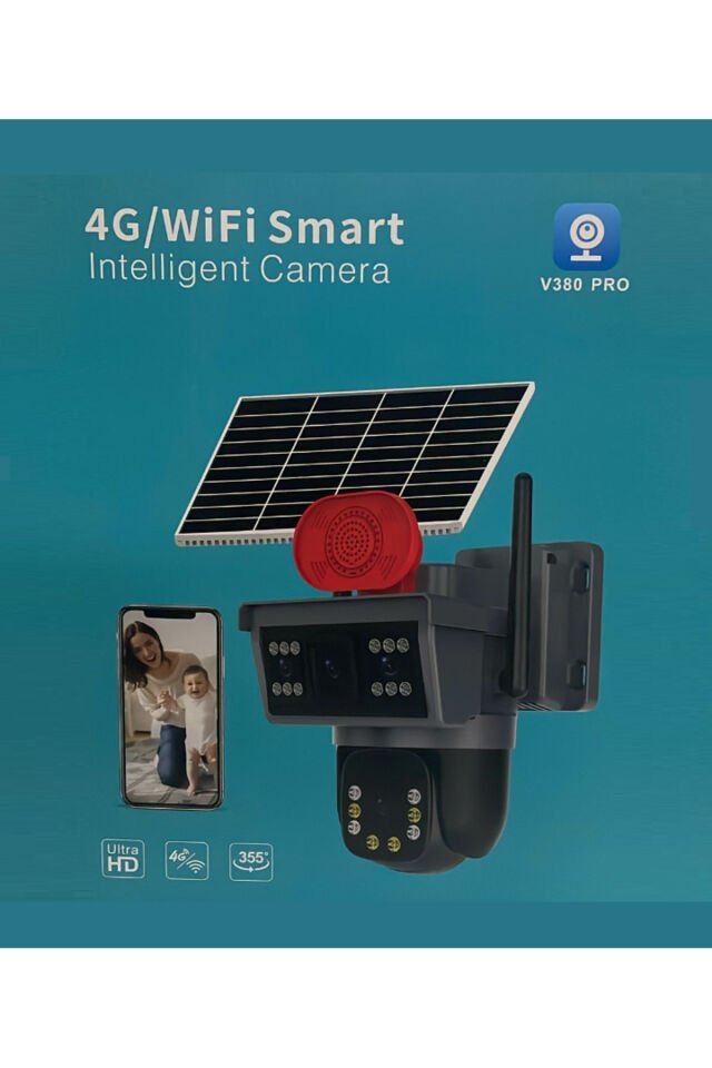 V380 Pro 4G Güneş Enerjili IP Güvenlik Kamerası Çift Yönlü Sesli Gece Görüşlü IP66