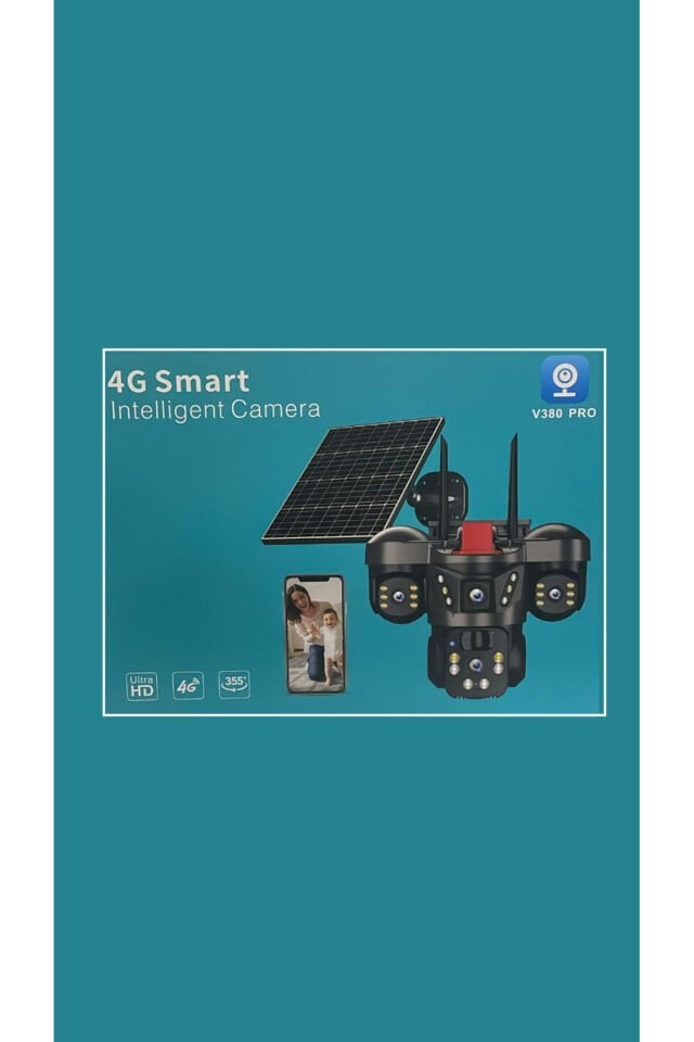 V380 Pro 9MP 4G Güneş Enerjili Üç Kameralı Ultra HD Akıllı Güvenlik Kamerası