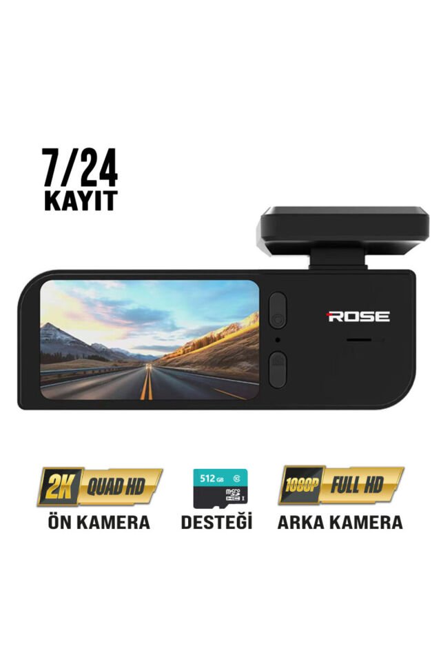 Araç Kamera Kayıt Seti MR-76 Rose Model 2K Ön Kamera + 1K Arka Kamera 7/24 Kayıt