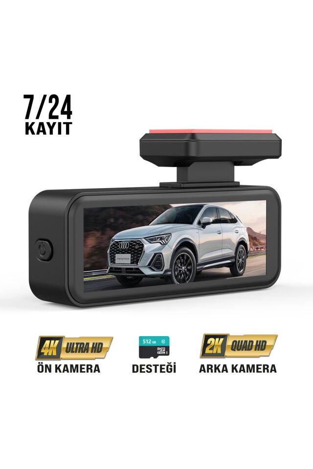 Araç Kamera Kayıt Seti MR-81 Rose Model 4K Ön Kamera + 2K Arka Kamera 7/24 Kayıt DVR