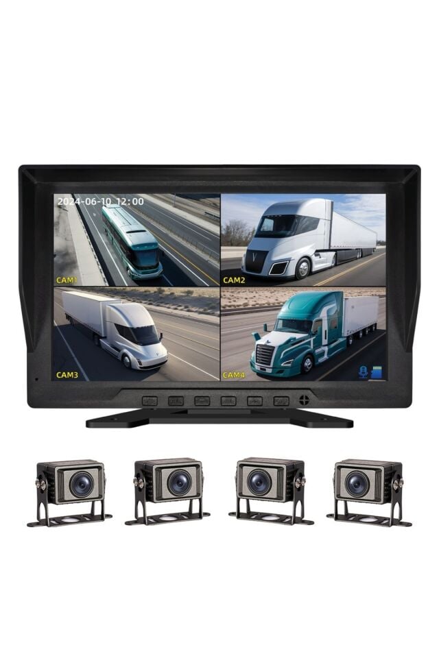 Araç Monitörü 7'' inc 4 Kanal Fonksiyonlu Kayıt Özelliği Pro Kameralı Set MR16