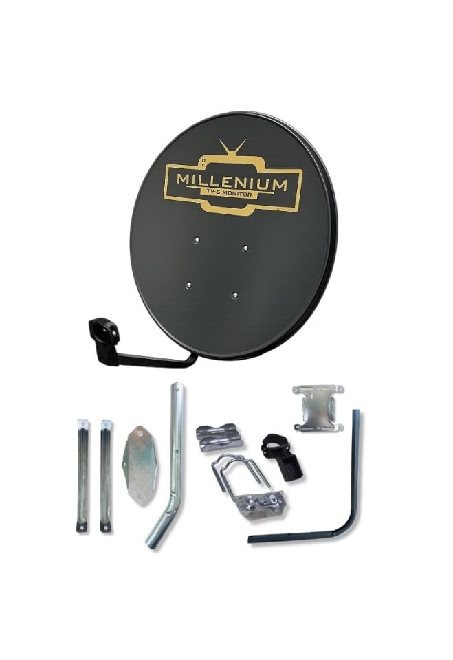 70cm Çanak Anten Siyah Full Set Tekli Lnb 10 Metre Kablo 2 Adet Konnektör