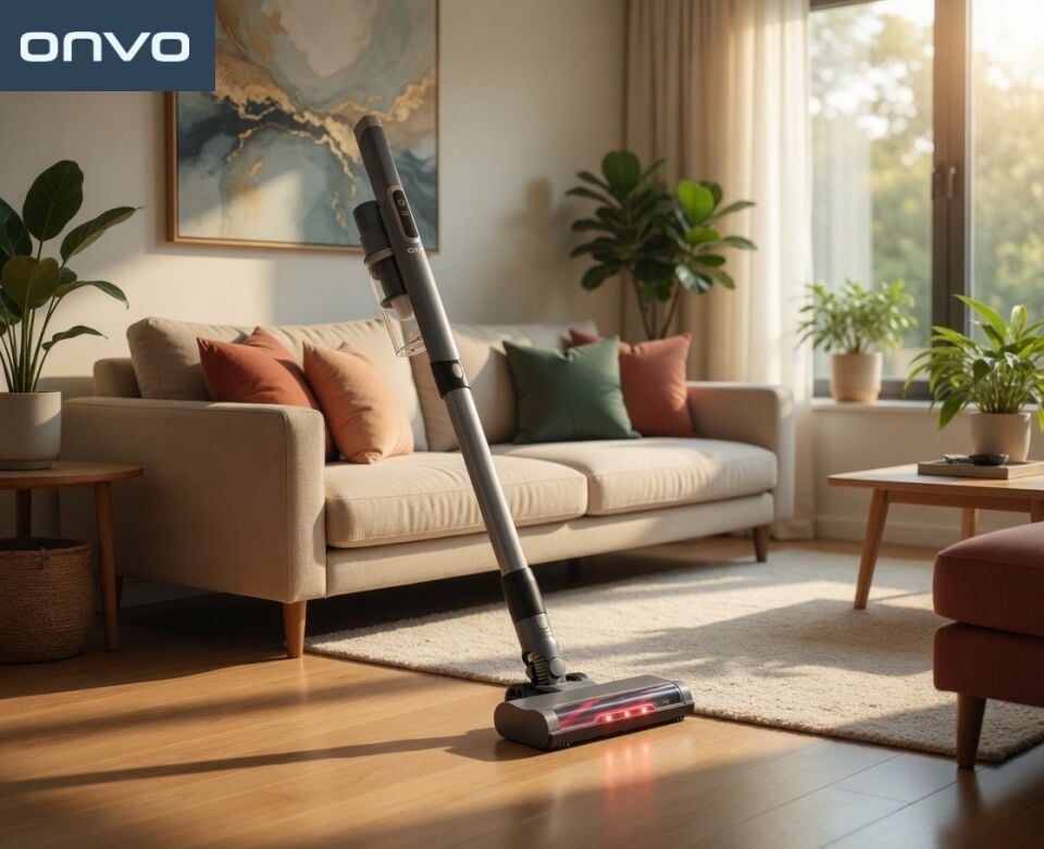 Onvo Dikey Şarjlı Süpürge Kendini Boşaltan Kablosuz Süpürge LED Başlıklı
