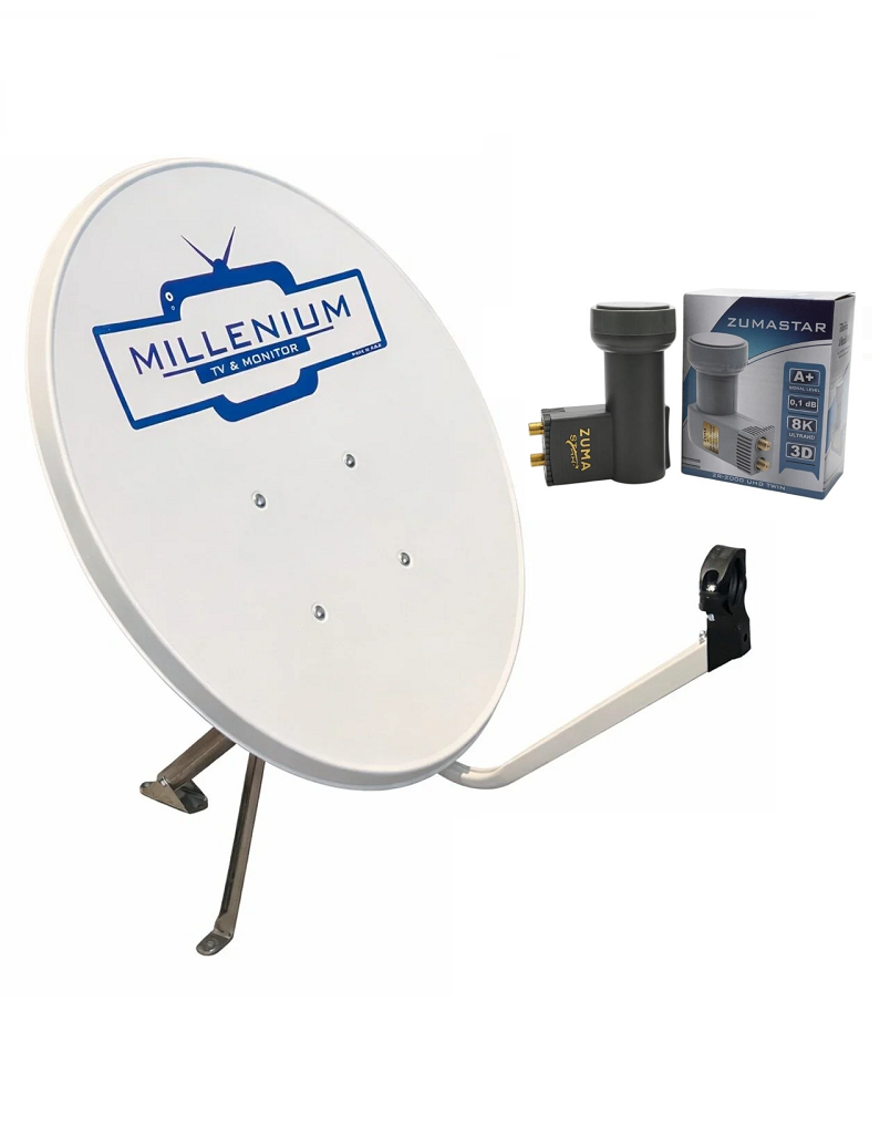 80 cm Çanak Anten Takımı + 2 Çıkışlı LNB