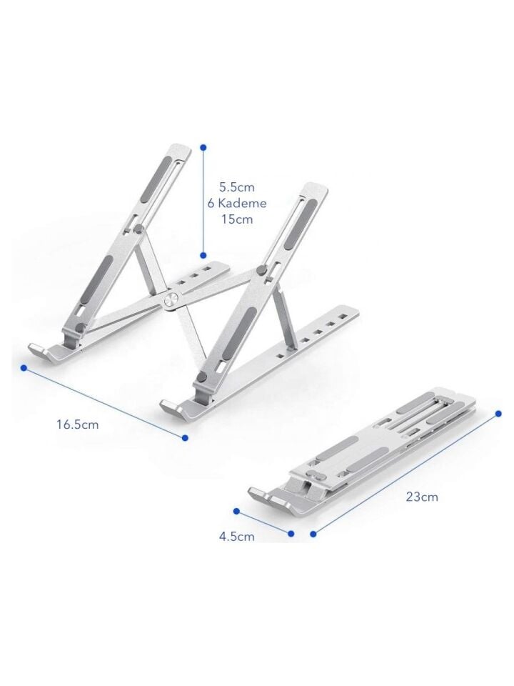 Ayarlanabilir Laptop Notebook Tablet Standı Tüm Laptoplarla Uyumlu Metal Kaymaz Tabanlı 6 Kademeli
