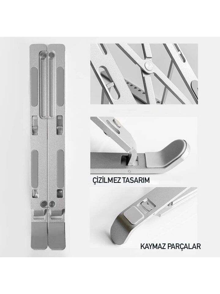Ayarlanabilir Laptop Notebook Tablet Standı Tüm Laptoplarla Uyumlu Metal Kaymaz Tabanlı 6 Kademeli
