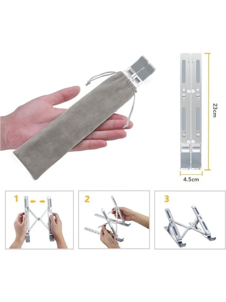 Ayarlanabilir Laptop Notebook Tablet Standı Tüm Laptoplarla Uyumlu Metal Kaymaz Tabanlı 6 Kademeli