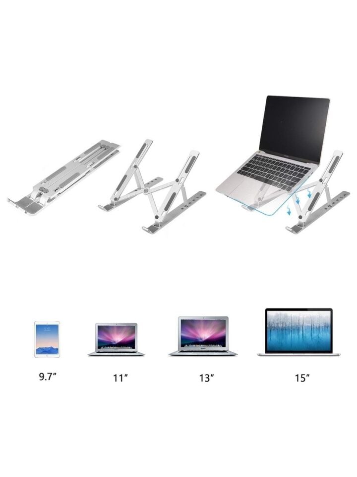 Ayarlanabilir Laptop Notebook Tablet Standı Tüm Laptoplarla Uyumlu Metal Kaymaz Tabanlı 6 Kademeli