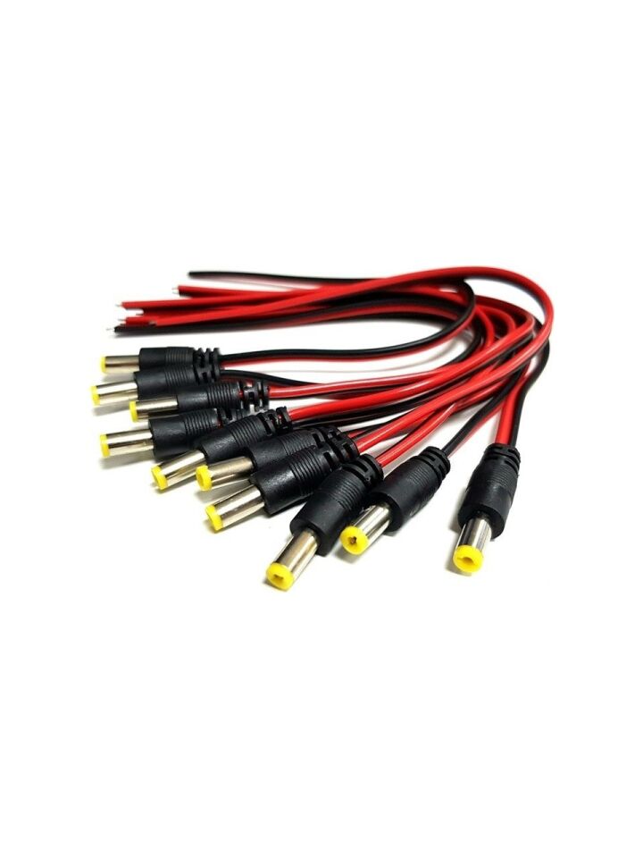 10'lu CCTV Güvenlik Kamera 12 DC Power Jak Jack Kalın Kesit Siyah Renk