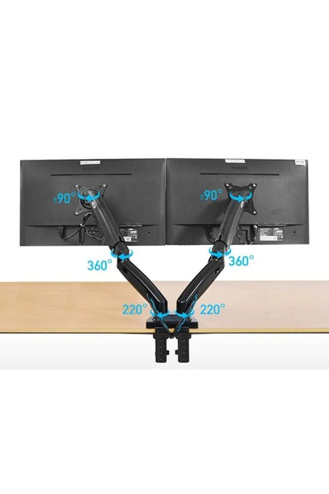 Nb F160 Çift Kol Amortisörlü Monitör Tutucu 17-30'' Lcd Led Monitör Tutucu-siyah