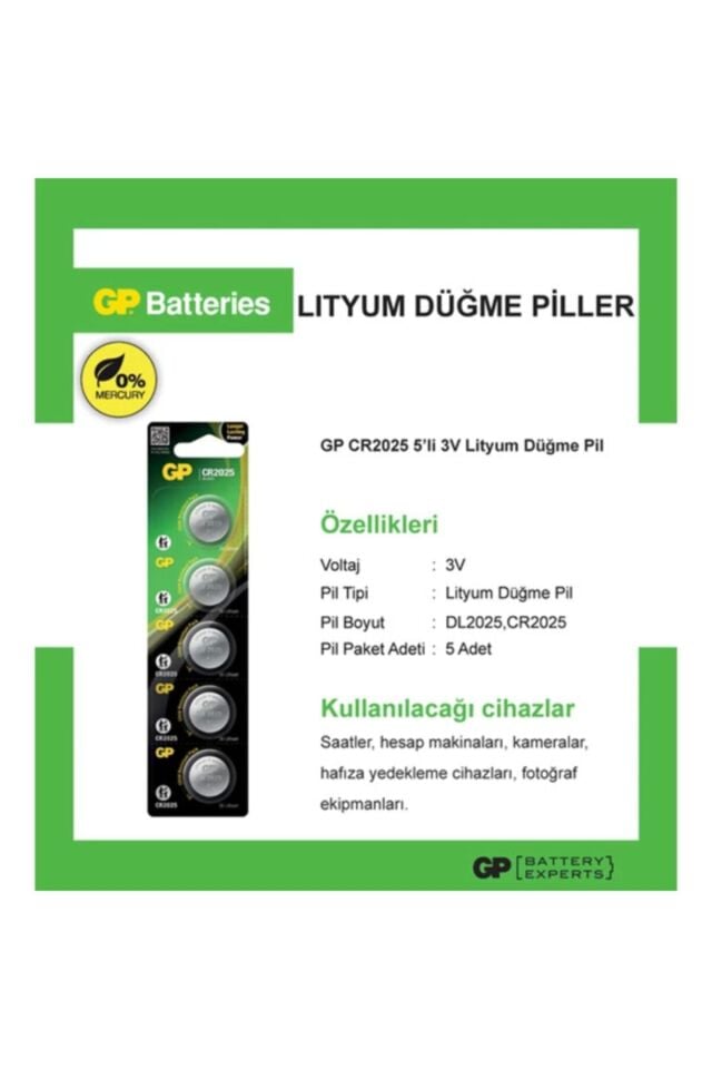 Cr2025 3v Lithium 5li Kartela